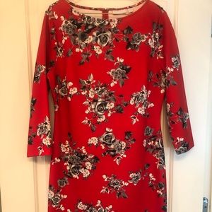 NY & Co. red and black flowered dress